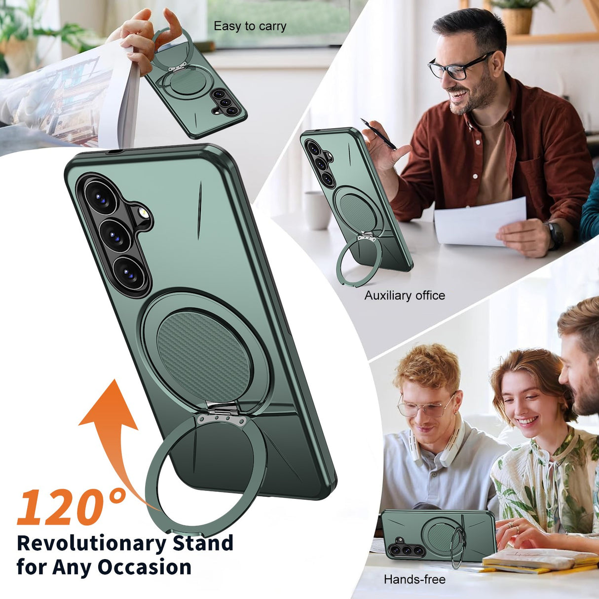 Samsung Galaxy S26 EIDERWOOD Hybrid Plastic Case with Rotating Kickstand – Green