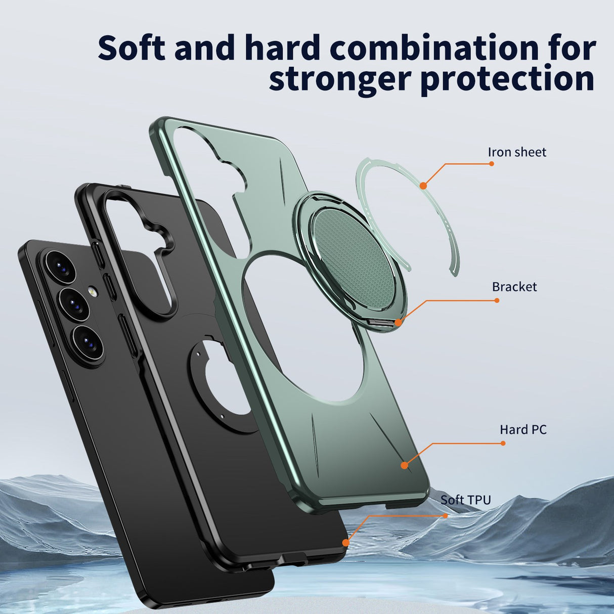 Samsung Galaxy S26 EIDERWOOD Hybrid Plastic Case with Rotating Kickstand – Green