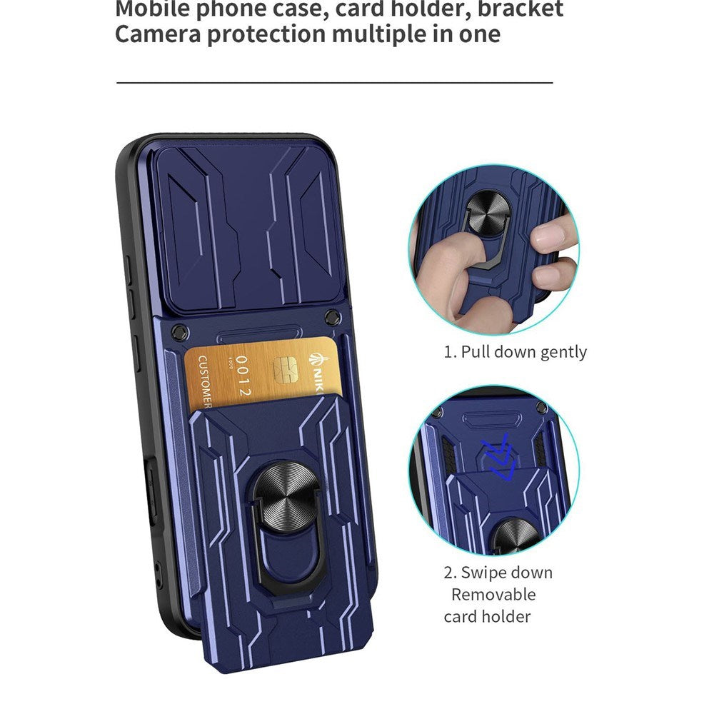 OPPO Find X9 Pro EIDERWOOD Tough Case with 360° Rotatable Camslider / Kickstand / Card Holder - Blue