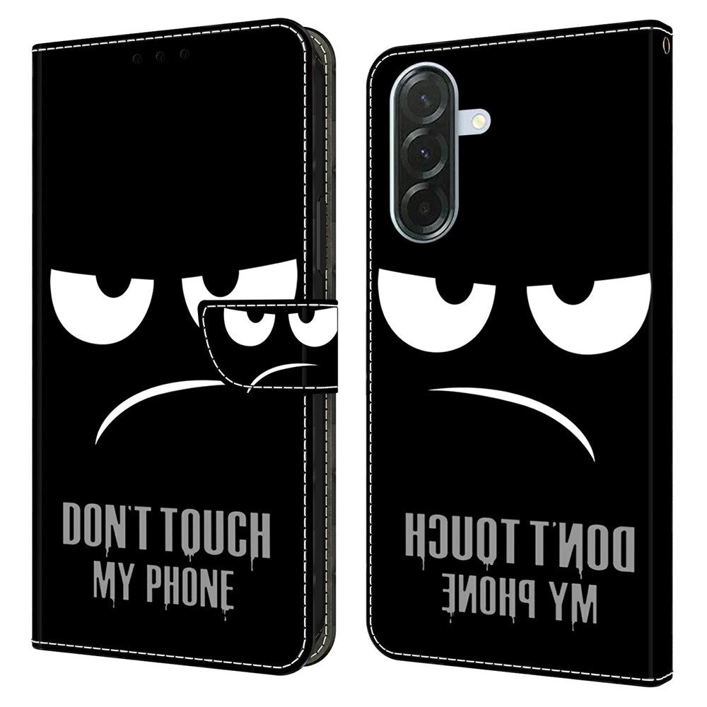 Samsung Galaxy A57 EIDERWOOD Flip Case with Card Holder & Stand Function - "Don't Touch My Phone"