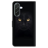 Samsung Galaxy A57 EIDERWOOD Flip Case with Card Holder & Stand Function - Black Cat