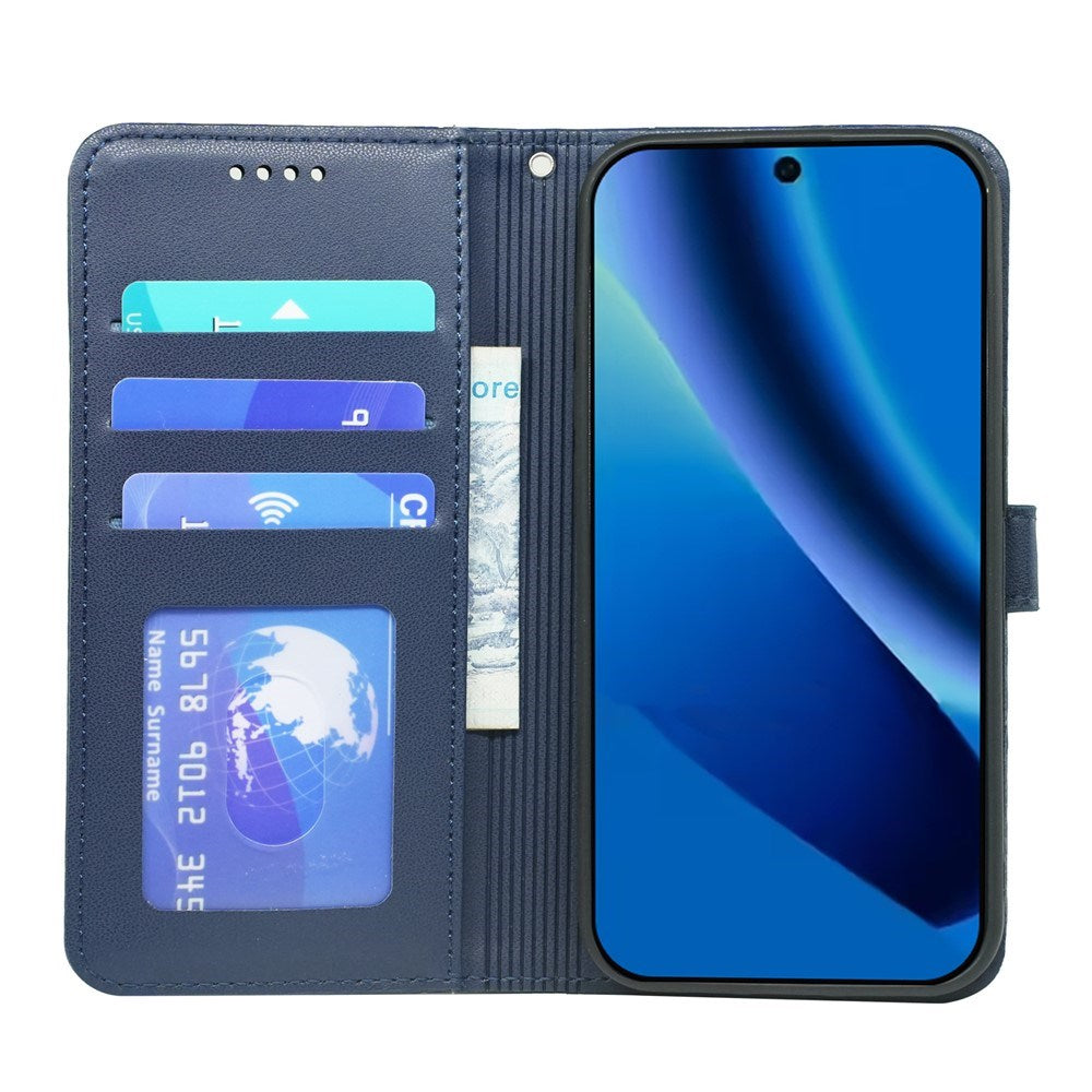 Google Pixel 10a EIDERWOOD Faux Leather Flip Case with Card Holder & Stand Function – Blue