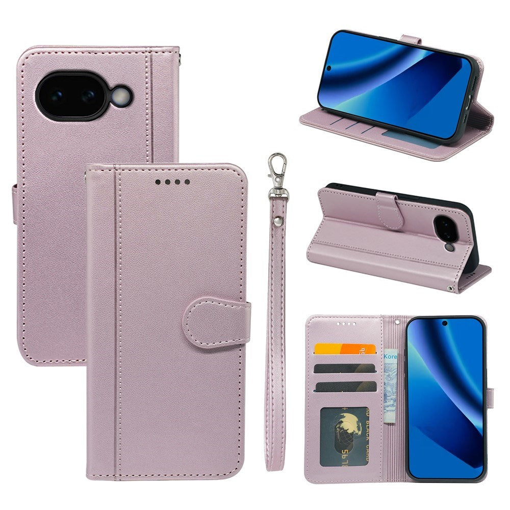 Google Pixel 10a EIDERWOOD Faux Leather Flip Case with Card Holder & Stand Function – Rose Gold