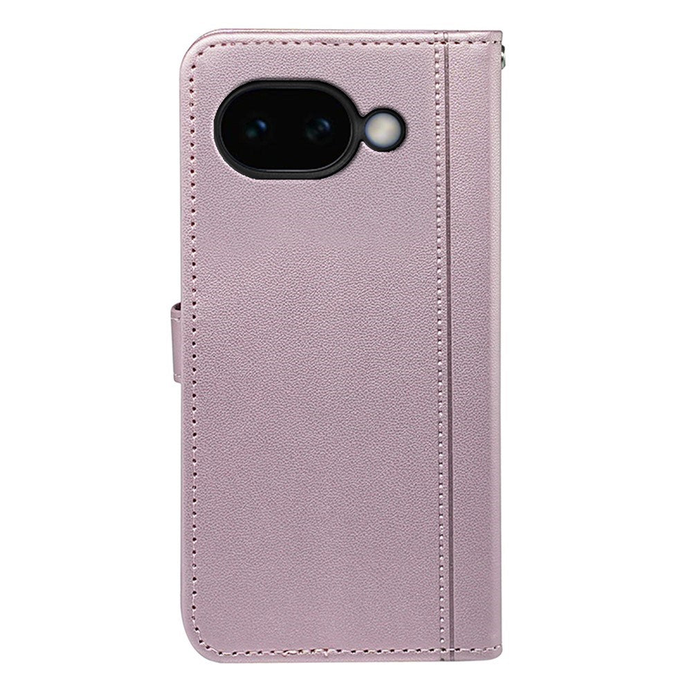 Google Pixel 10a EIDERWOOD Faux Leather Flip Case with Card Holder & Stand Function – Rose Gold