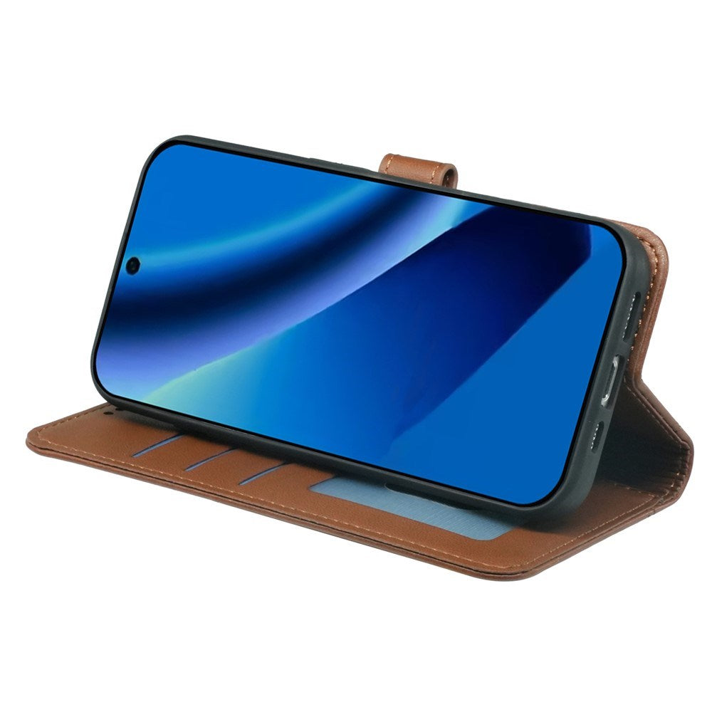 Google Pixel 10a EIDERWOOD Faux Leather Flip Case with Card Holder & Stand Function – Brown