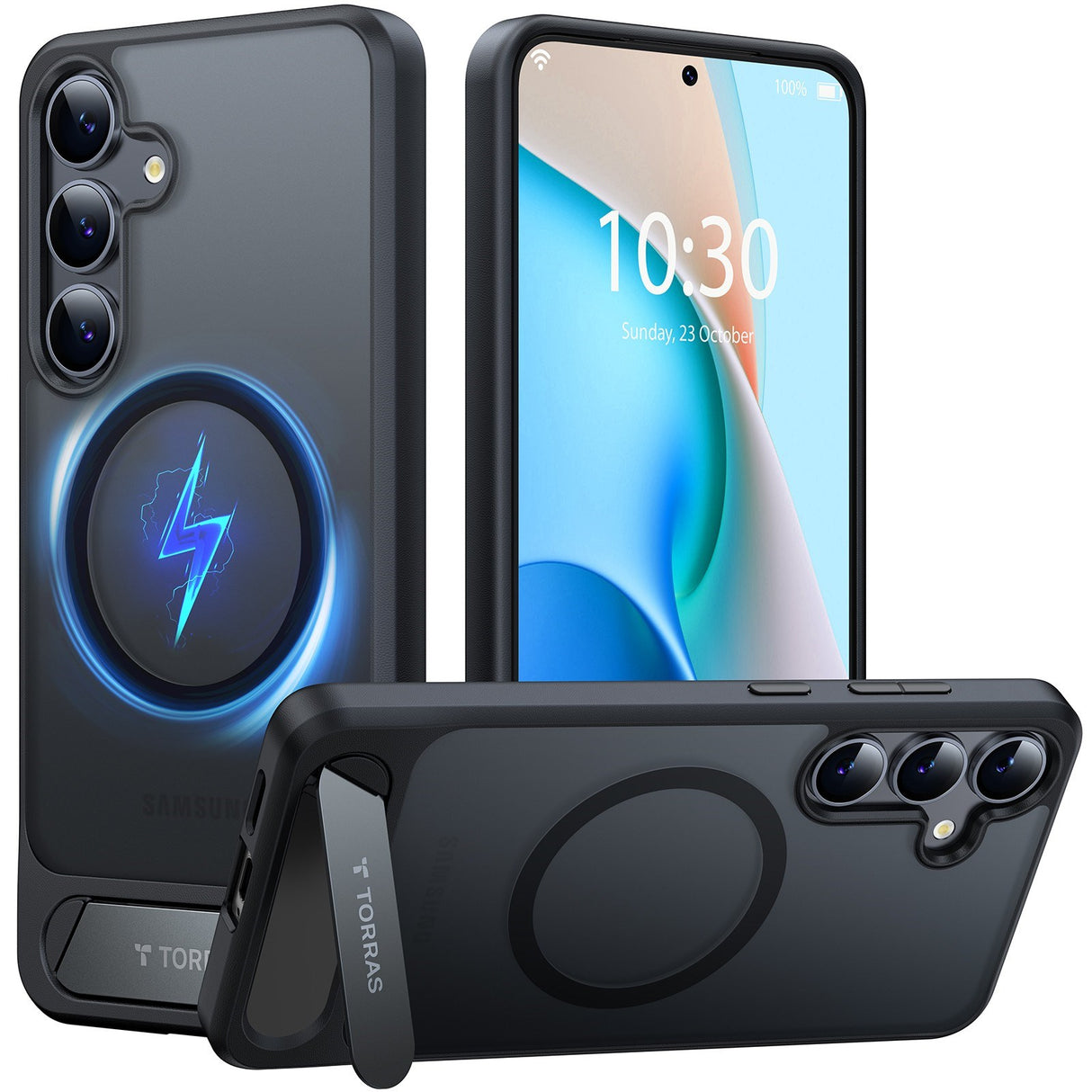 Samsung Galaxy S26+ (Plus) TORRAS Ostand L1 Hybrid Plastic Case with Stand Function - MagSafe Compatible - Black