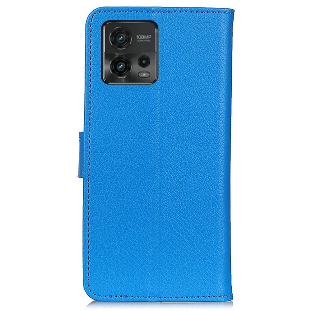 Motorola Moto G72 Litchi Leather Case w. Wallet - Blue