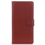 Motorola Moto G72 Litchi Leather Case w. Wallet - Brown