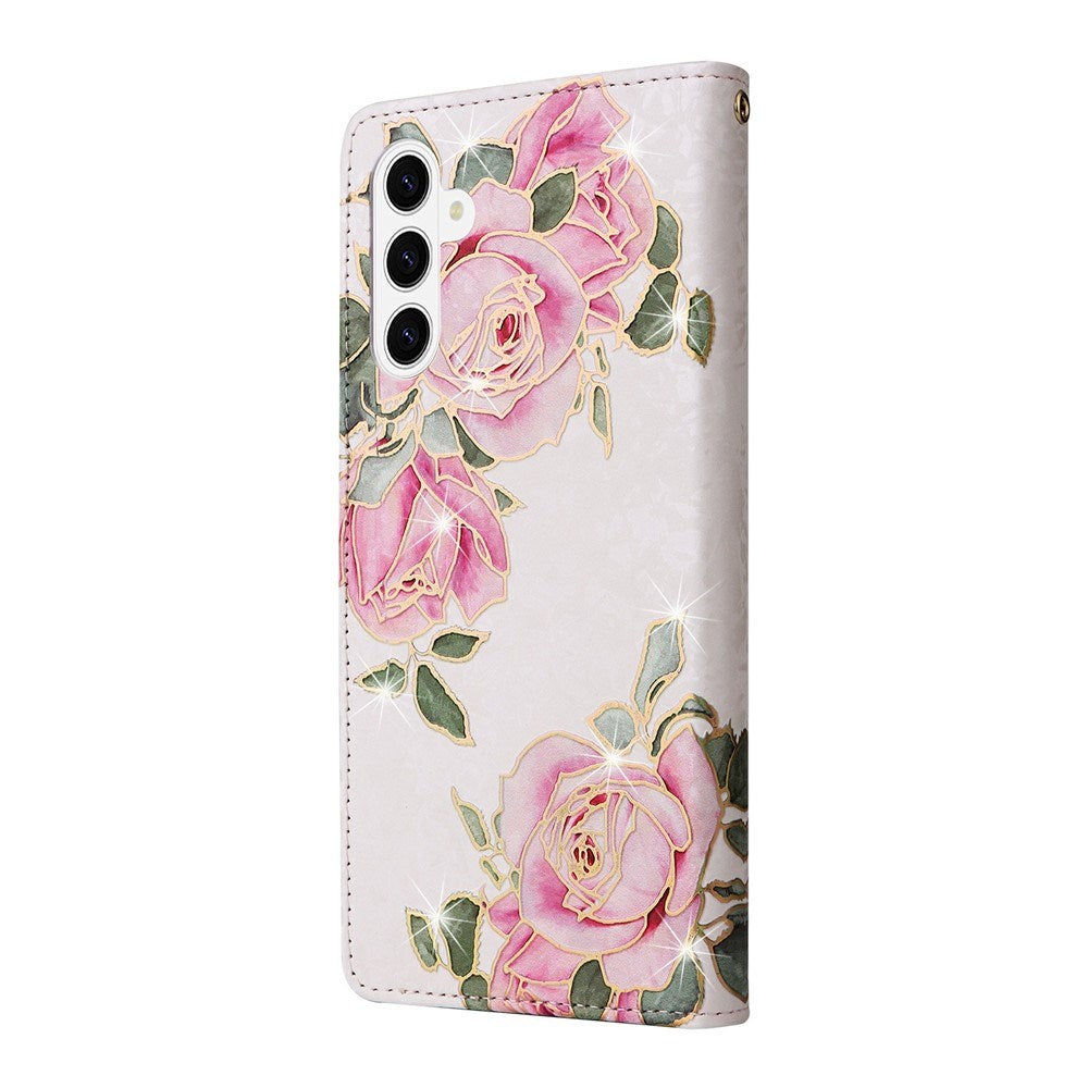 Samsung Galaxy S26 EIDERWOOD Faux Leather Flip Case with Flowers - Pink Rose