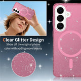 Samsung Galaxy S26 EIDERWOOD Magnetic Plastic Glitter Case - MagSafe Compatible - Transparent / Pink
