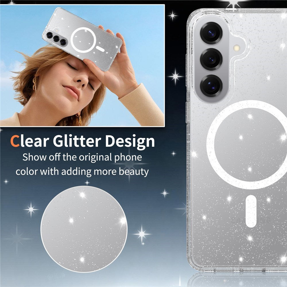 Samsung Galaxy S26+ (Plus) EIDERWOOD Magnetic Plastic Glitter Case - MagSafe Compatible - Transparent