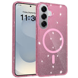 Samsung Galaxy S26+ (Plus) EIDERWOOD Magnetic Plastic Glitter Case - MagSafe Compatible - Transparent / Pink