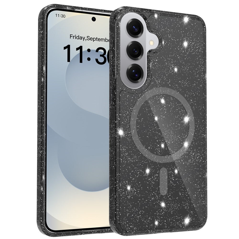 Samsung Galaxy S26+ (Plus) EIDERWOOD Magnetic Plastic Glitter Case - MagSafe Compatible - Transparent / Black