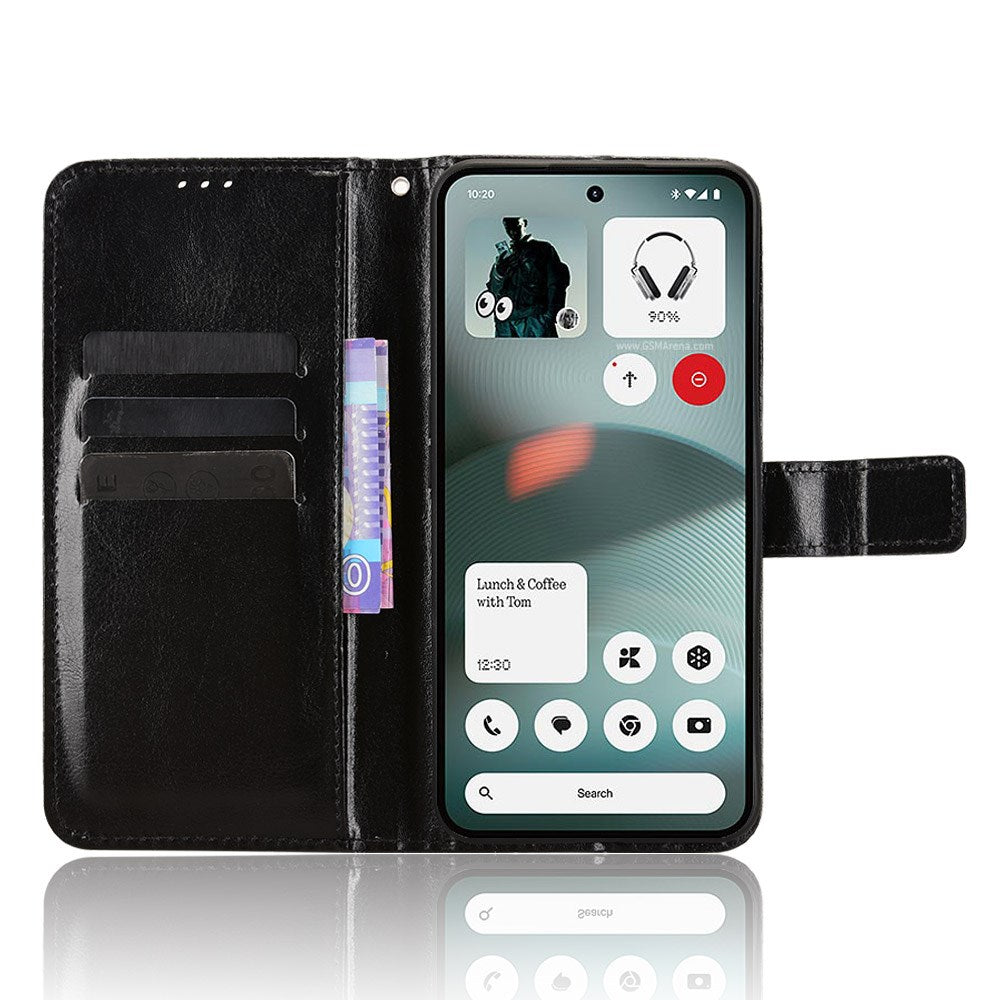 EIDERWOOD Nothing Phone (3a) Lite Faux Leather Flip Case with Strap - Black