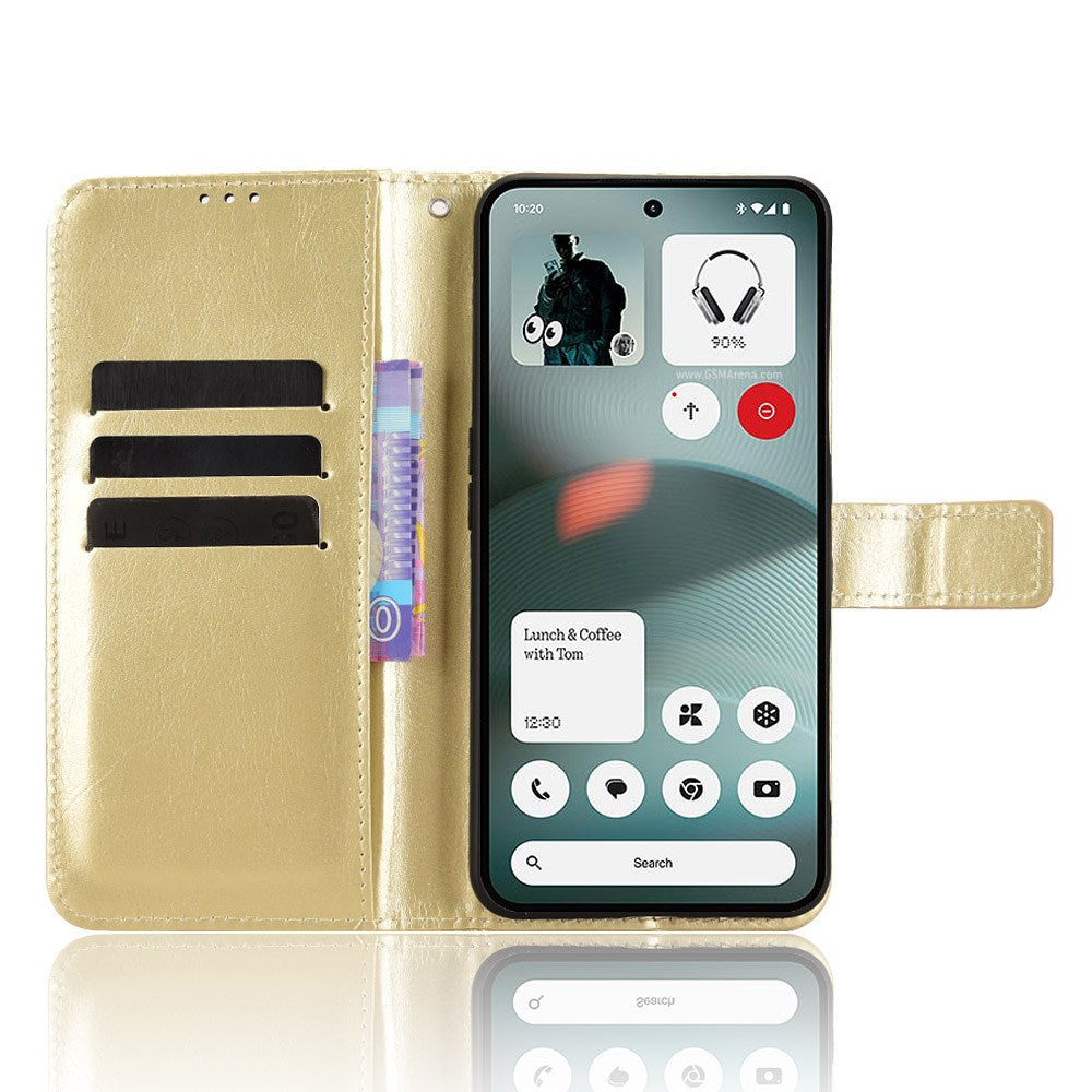 EIDERWOOD Nothing Phone (3a) Lite Faux Leather Flip Case with Strap - Gold