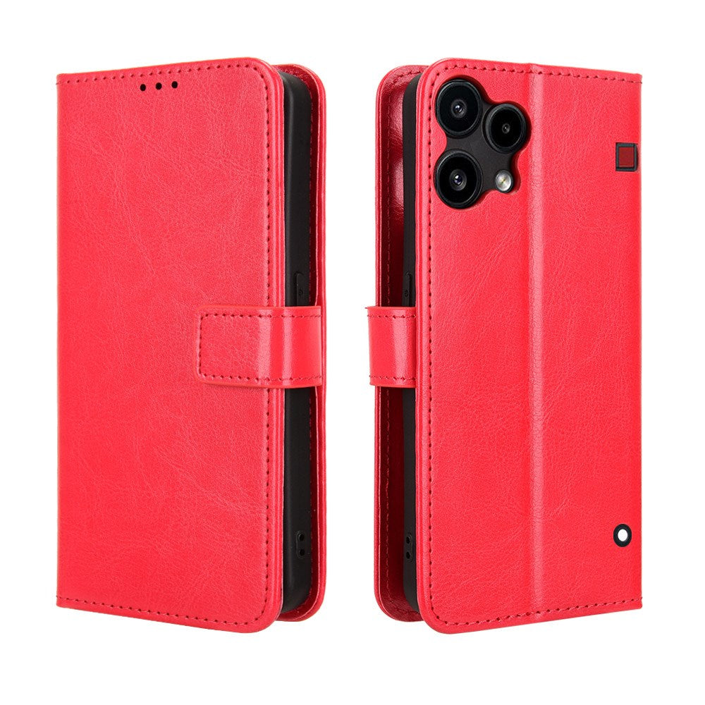 EIDERWOOD Nothing Phone (3a) Lite Faux Leather Flip Case with Strap - Red
