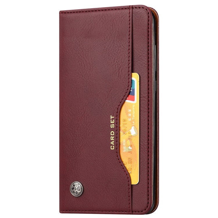 Samsung Galaxy S23 Glossy Leather Flip Case w. 3 Card Holders and Front Pocket - Wine Red