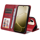 OPPO A6x EIDERWOOD Faux Leather Flip Case with Card Holder & Stand Function - Red