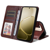 OPPO A6x EIDERWOOD Faux Leather Flip Case with Card Holder & Stand Function - Brown
