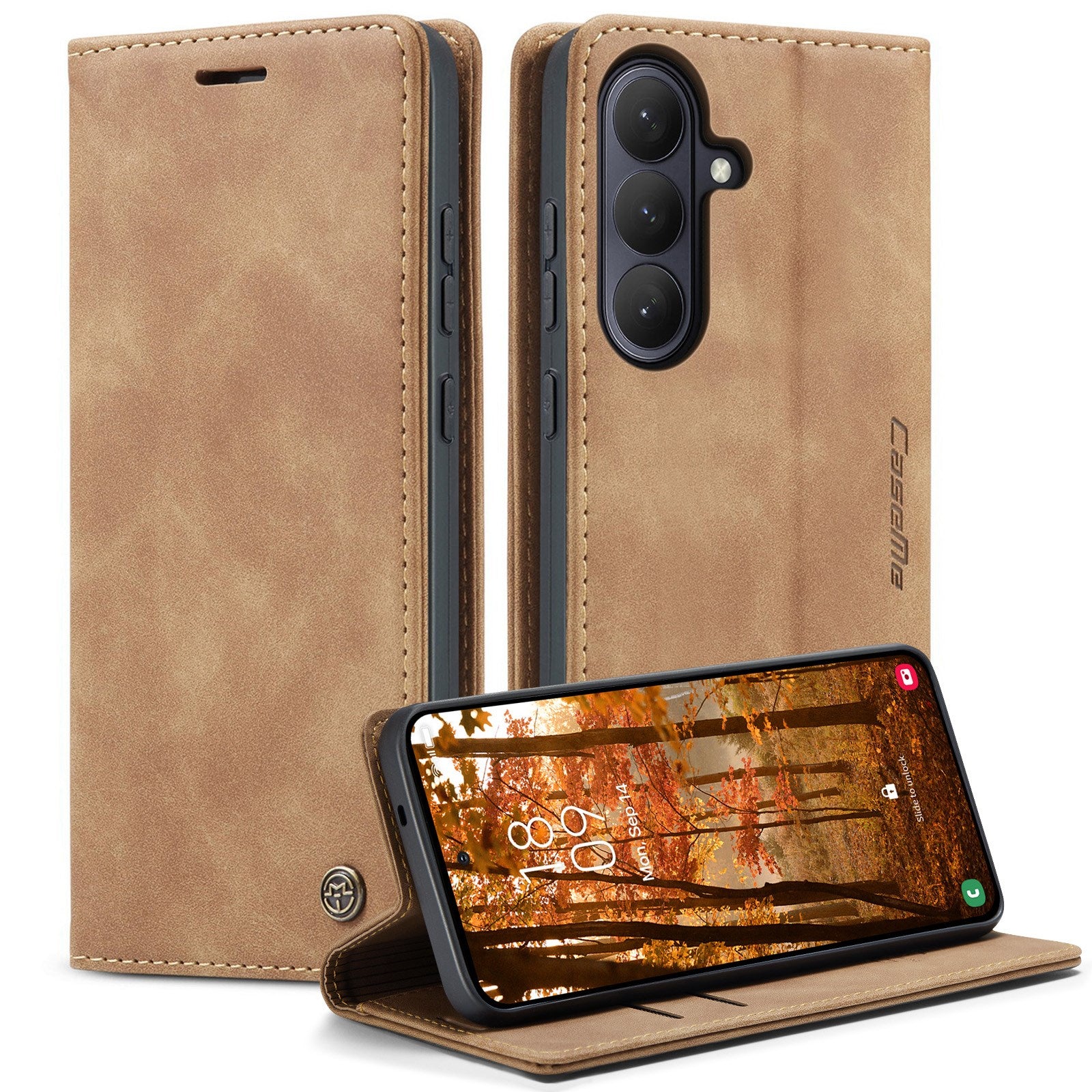 Samsung Galaxy S26 CASEME Artificial Leather Flip Case with Stand & Card Holder - Brown