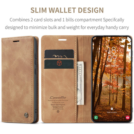 Samsung Galaxy S26 CASEME Artificial Leather Flip Case with Stand & Card Holder - Light Brown