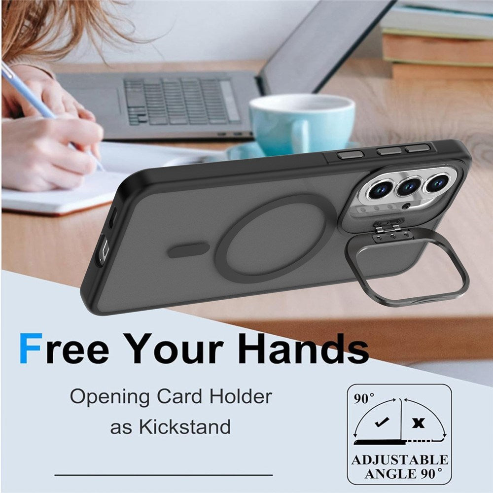 Samsung Galaxy A37 EIDERWOOD Hybrid Case with Kickstand - MagSafe Compatible - Black