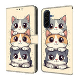 Samsung Galaxy A37 EIDERWOOD Faux Leather Case with Built-in Card Holder & Stand Function - Cats