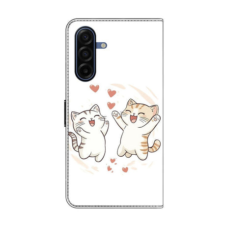 Samsung Galaxy A37 EIDERWOOD Faux Leather Case with Built-in Card Holder & Stand Function - Cats and Hearts