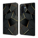 Samsung Galaxy A37 EIDERWOOD Faux Leather Case with Built-in Card Holder & Stand Function - Black / Gold