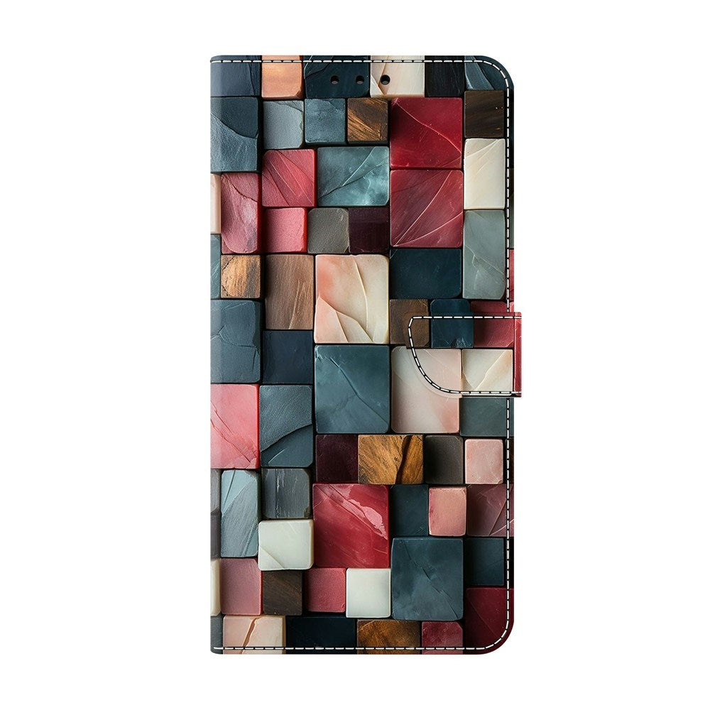 Samsung Galaxy A57 EIDERWOOD Faux Leather Case with Built-in Card Holder & Stand Function - Colorful Squares