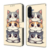 Samsung Galaxy A57 EIDERWOOD Faux Leather Case with Built-in Card Holder & Stand Function - Cats