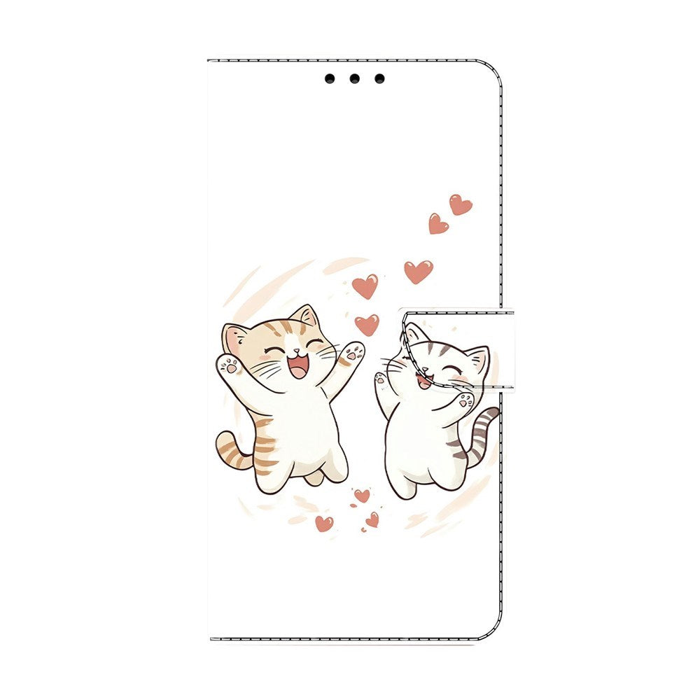 Samsung Galaxy A57 EIDERWOOD Faux Leather Case with Built-in Card Holder & Stand Function - Cats & Hearts