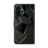 Samsung Galaxy A57 EIDERWOOD Faux Leather Case with Built-in Card Holder & Stand Function - Black / Gold