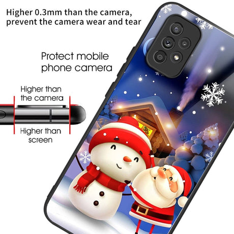 Samsung Galaxy A53 (5G) Christmas Case w. Back Glass - Santa Claus and Snowman