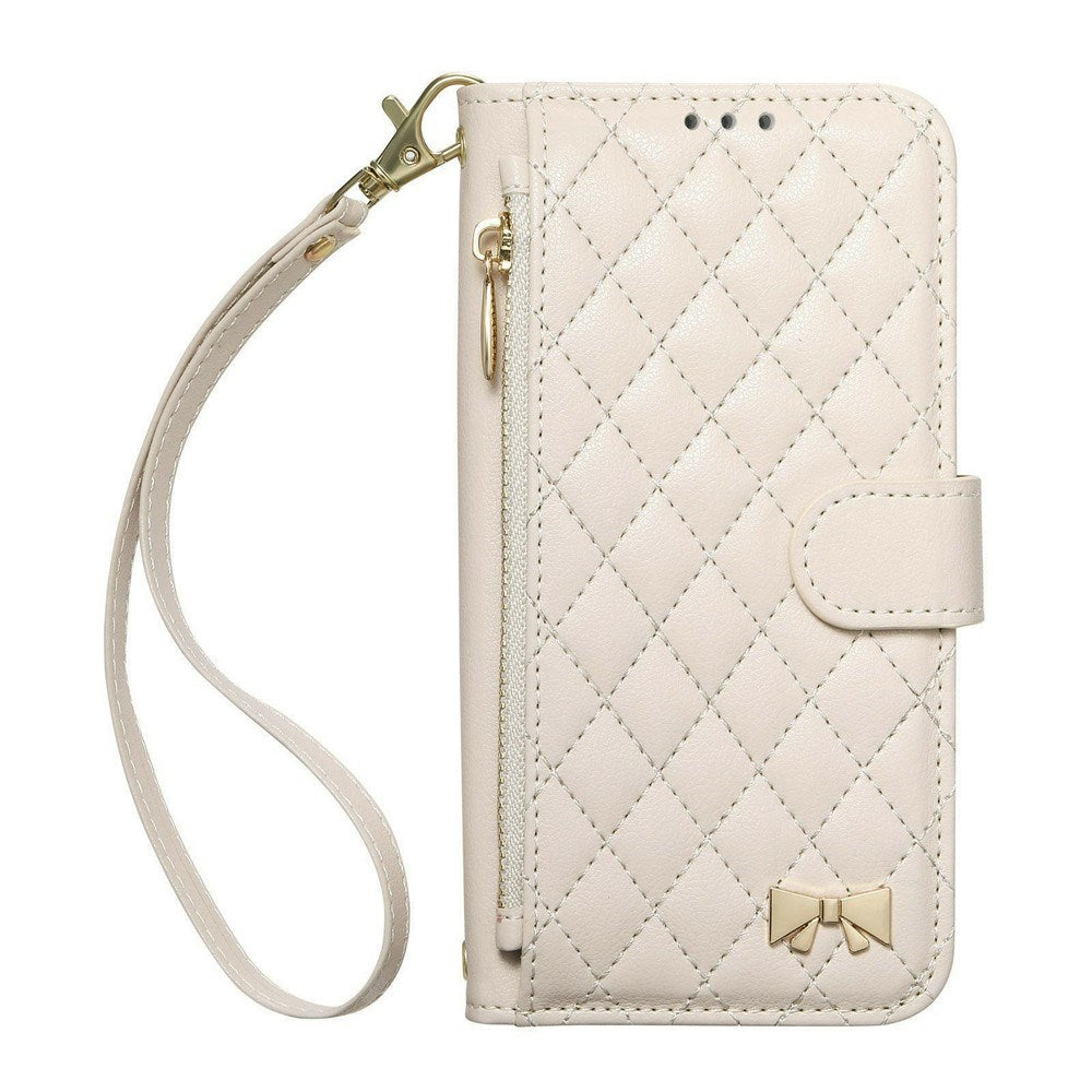 iPhone 18 Pro / 17 Pro EIDERWOOD Faux Leather Flip Case with Texture & Strap - White