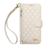 iPhone 18 Pro / 17 Pro EIDERWOOD Faux Leather Flip Case with Texture & Strap - White