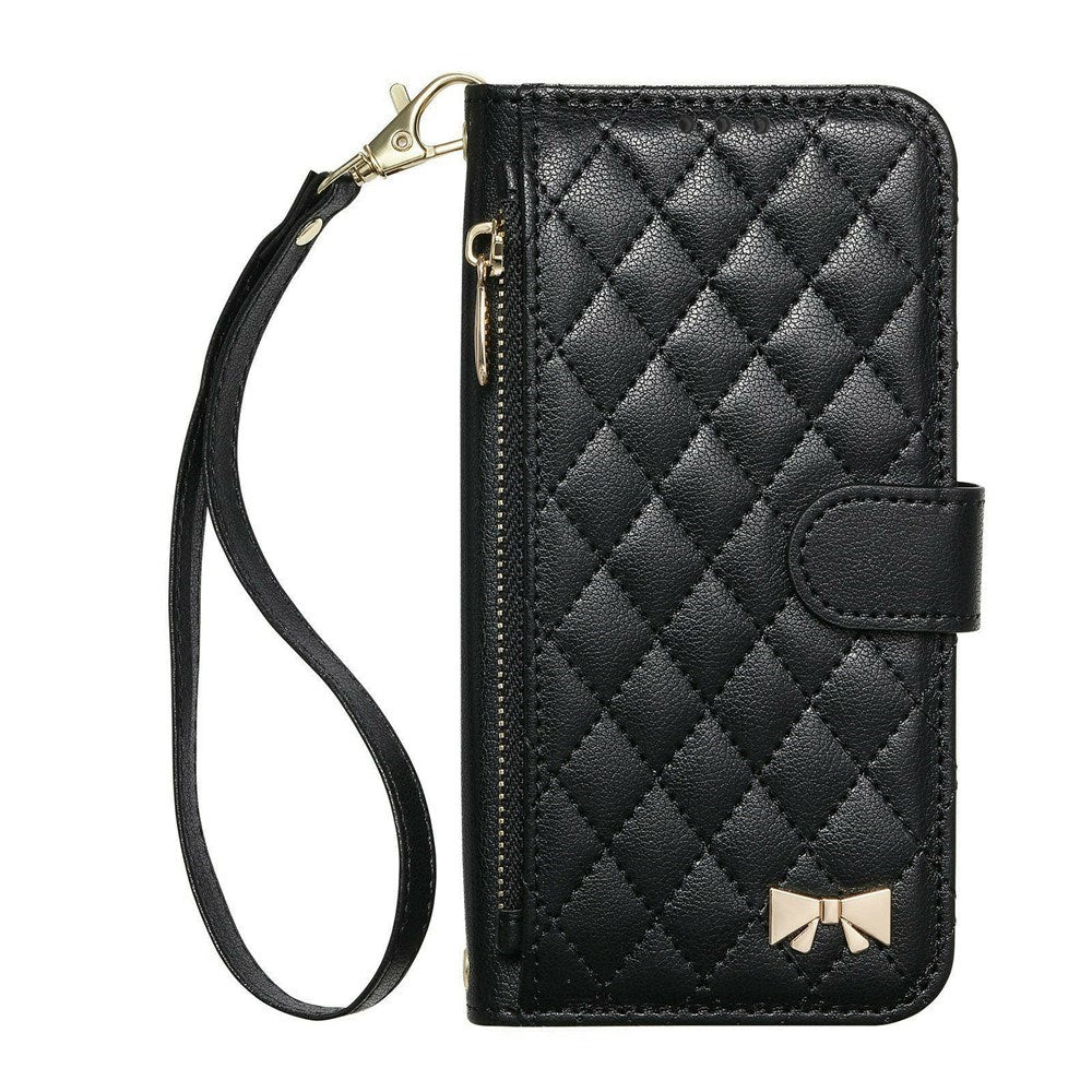 iPhone 18 Pro / 17 Pro EIDERWOOD Faux Leather Flip Case with Texture & Strap - Black