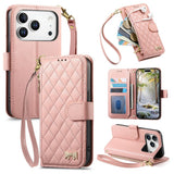 iPhone 18 Pro Max / 17 Pro Max EIDERWOOD Faux Leather Flip Case with Texture & Strap - Pink