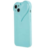 iPhone 14 3D Plastic Case Flexible with Heart - Blue