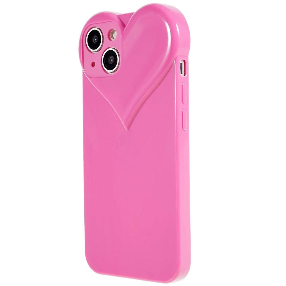 iPhone 14 3D Plastic Case Flexible with Heart - Purple