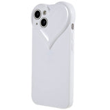 iPhone 14 3D Plastic Case Flexible with Heart - White