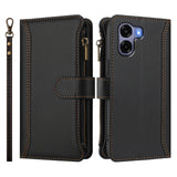 OPPO A6x EIDERWOOD Faux Leather Flip Case with 9 x Card Holder & Zipper Pocket - Black