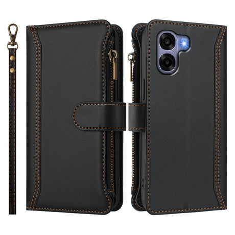 OPPO A6x EIDERWOOD Faux Leather Flip Case with 9 x Card Holder & Zipper Pocket - Black