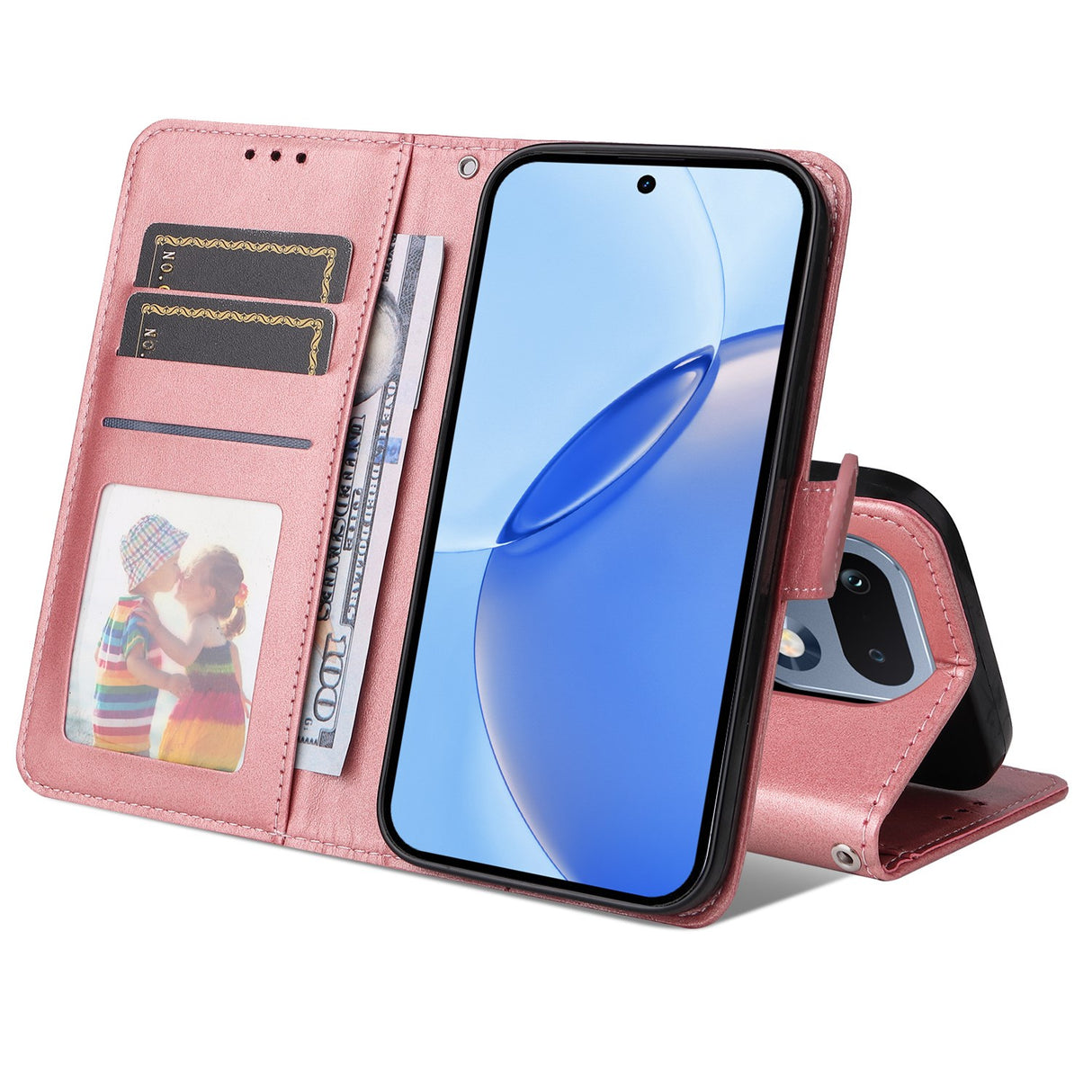 Realme 16 Pro EIDERWOOD Faux Leather Flip Case with Strap - Pink
