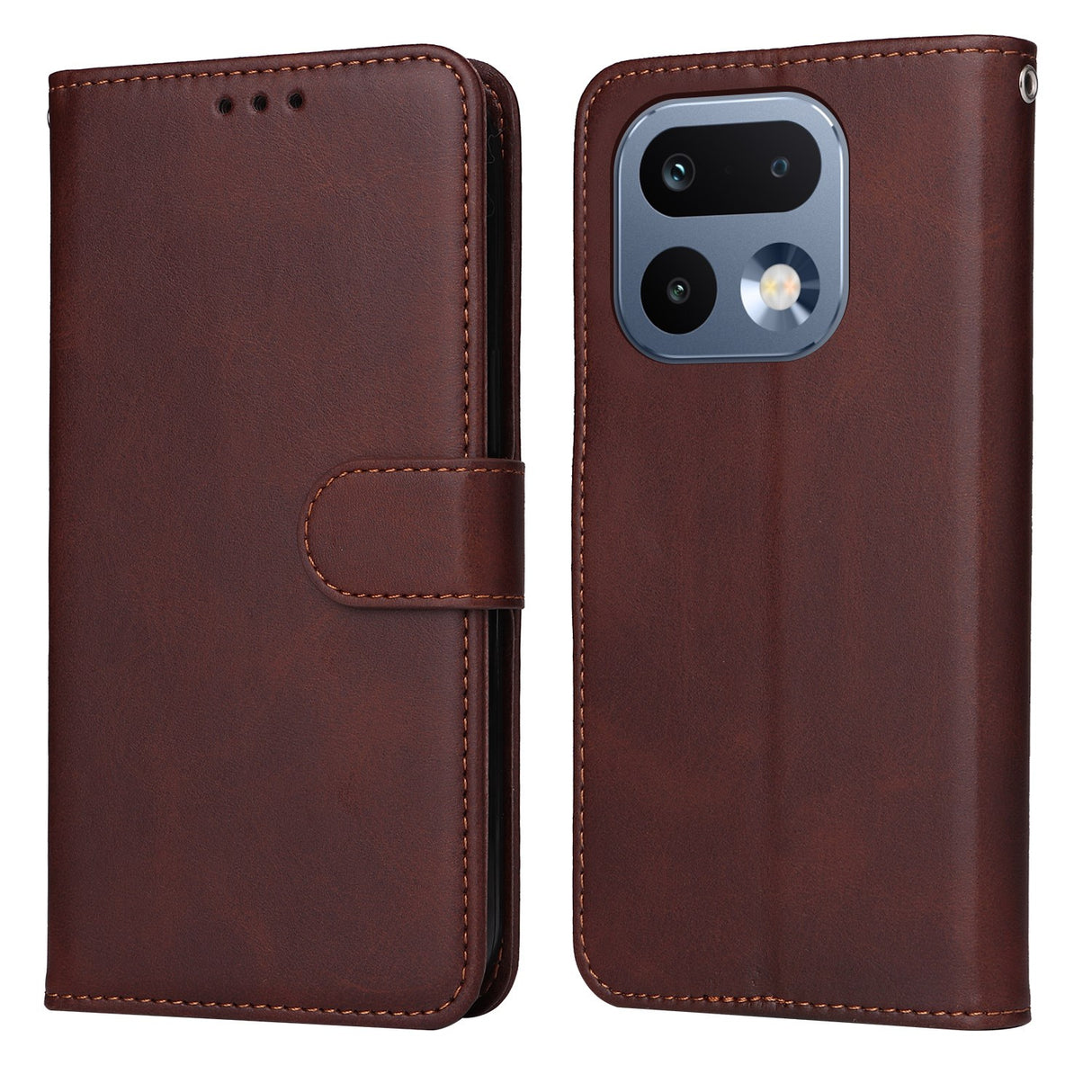 Realme 16 Pro EIDERWOOD Faux Leather Flip Case with Strap - Brown
