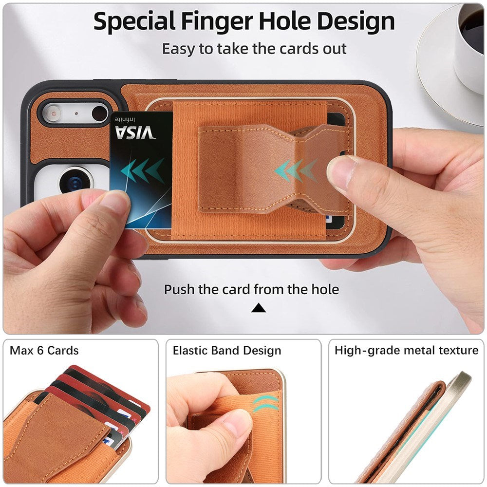 iPhone 17 Pro EIDERWOOD Faux Leather Back Case with Card Holder & Stand Function - MagSafe Compatible - Brown