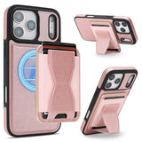 iPhone 17 Pro EIDERWOOD Faux Leather Back Case with Card Holder & Stand Function - MagSafe Compatible - Pink
