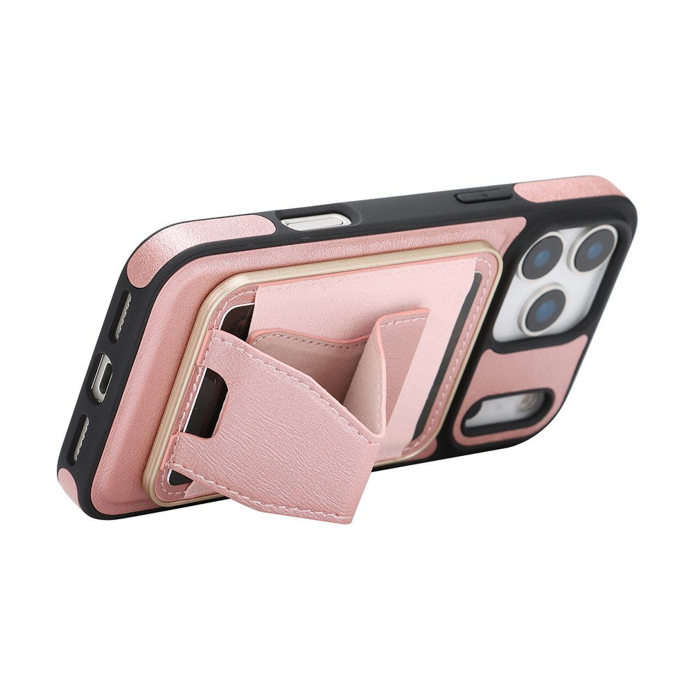 iPhone 17 Pro EIDERWOOD Faux Leather Back Case with Card Holder & Stand Function - MagSafe Compatible - Pink