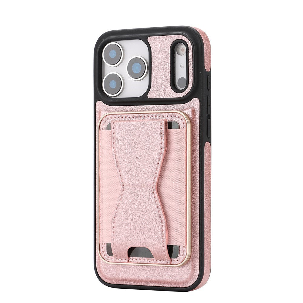 iPhone 17 Pro EIDERWOOD Faux Leather Back Case with Card Holder & Stand Function - MagSafe Compatible - Pink