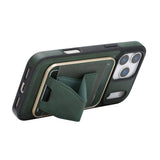 iPhone 17 Pro EIDERWOOD Faux Leather Back Case with Card Holder & Stand Function - MagSafe Compatible - Green